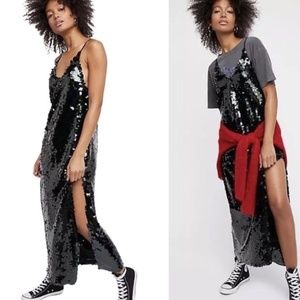 Free People Paillette Sequin Party Midi Slip